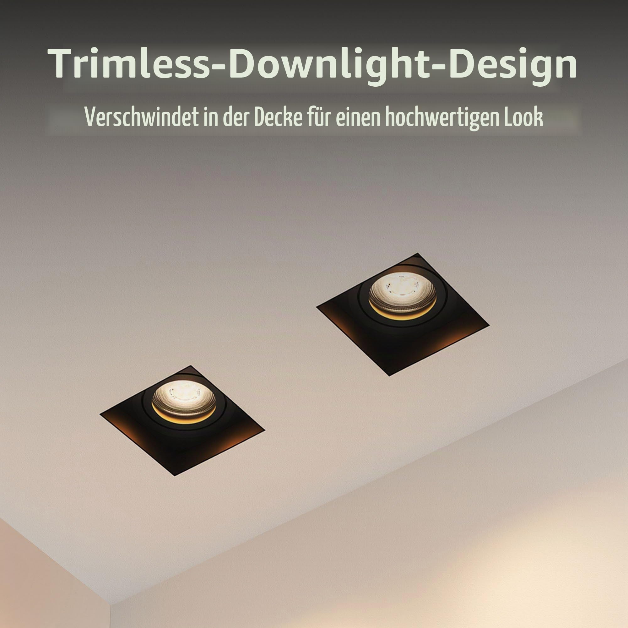 Ledvion 6er Set LED Einbaustrahler Schwarz 4.9W RGB CCT dimmbar smart | Einbaumass 130x130mm; Fuer trockene Innenraeume wie Wohnzimmer Kueche und Flur