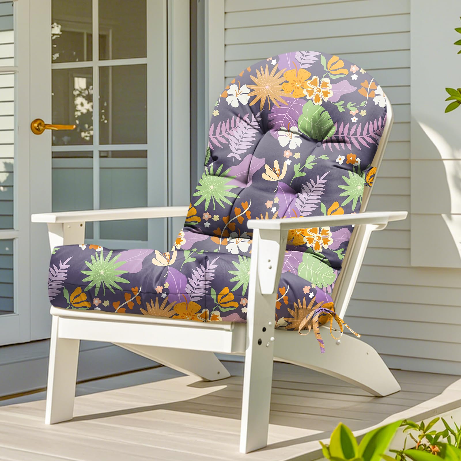 Photo 1 of Uthem Adirondack Chair Cushion Waterproof Indoor Outdoor Rocking Chair Cushion 44 Inches Patio High Back Chair Cushions Thickened Adirondack Rocking Chair Cushions with Ties, Purple