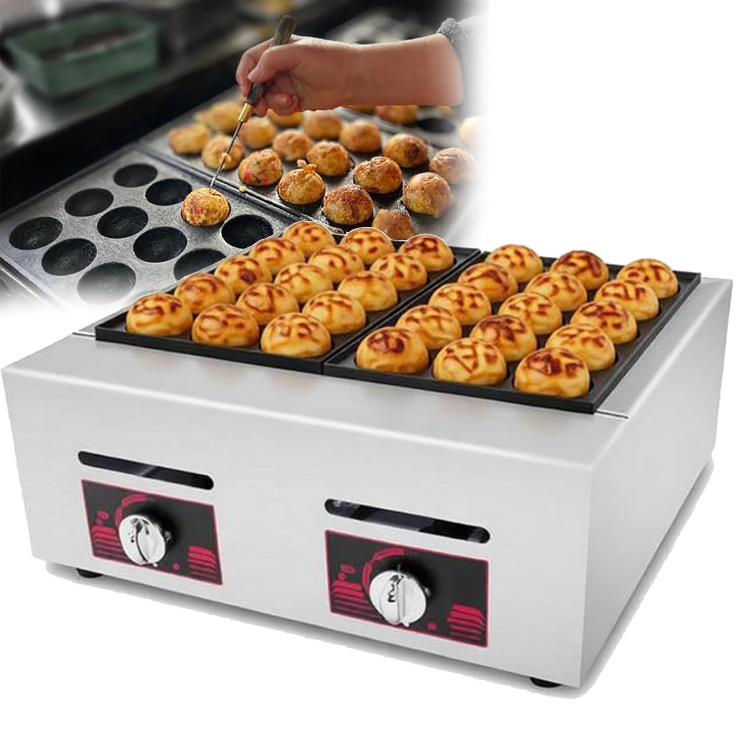 YXZQLOZ Mini Dutch pancake maker, gas-powered non-stick takoyaki maker, and waffle maker (for homes, restaurants, cafes, and bakeries)