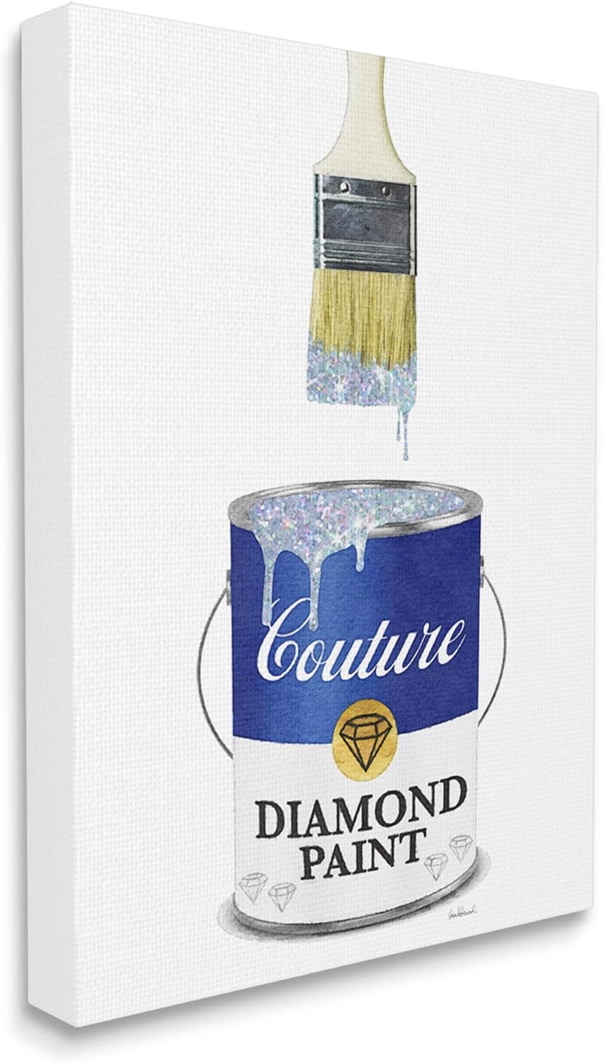 Stupell Industries Glam Bold Blue Diamond Paint Can Fashion Brush