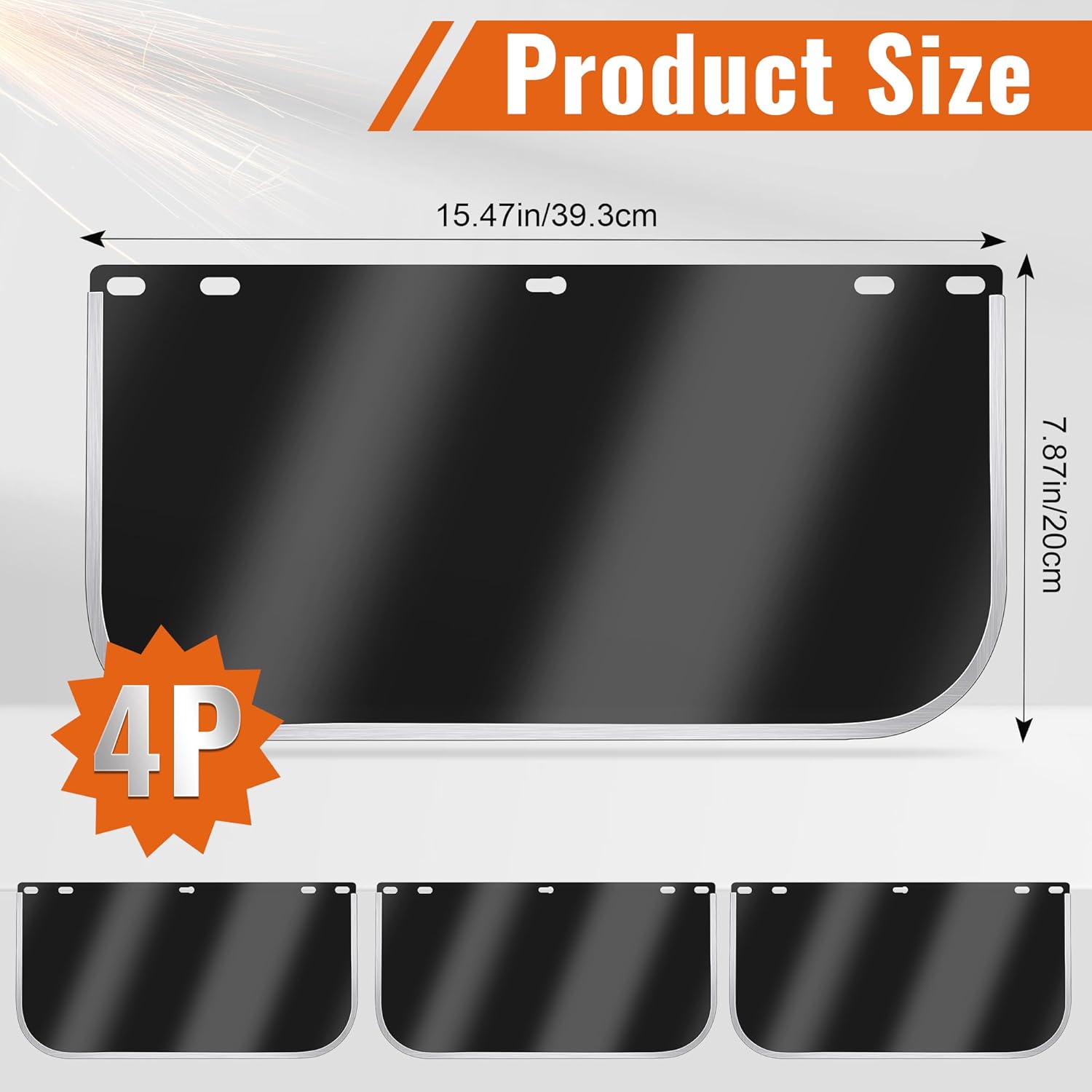 4 Pcs Face Shield Replacement Lens, 15.47" x 7.87" for Full-face Coverage Protective Safety Visor Replacement for Grinding, Welding, DIY, Cosplay Helmet - Image 2