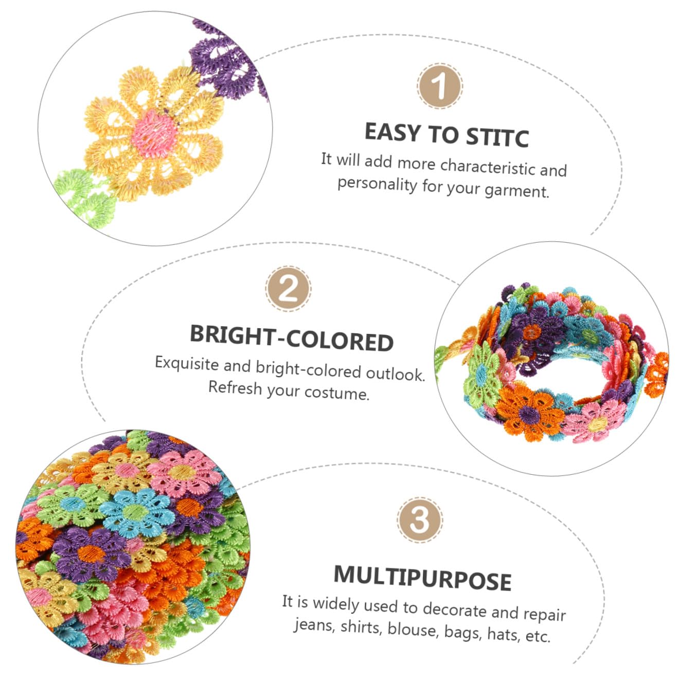 SHINEOFI 1rotolo Nastro Pizzo Ricamato Solubile Da Yarde Per Decorazioni Fai Te e Accessori Per Patching Per Matrimoni e Feste