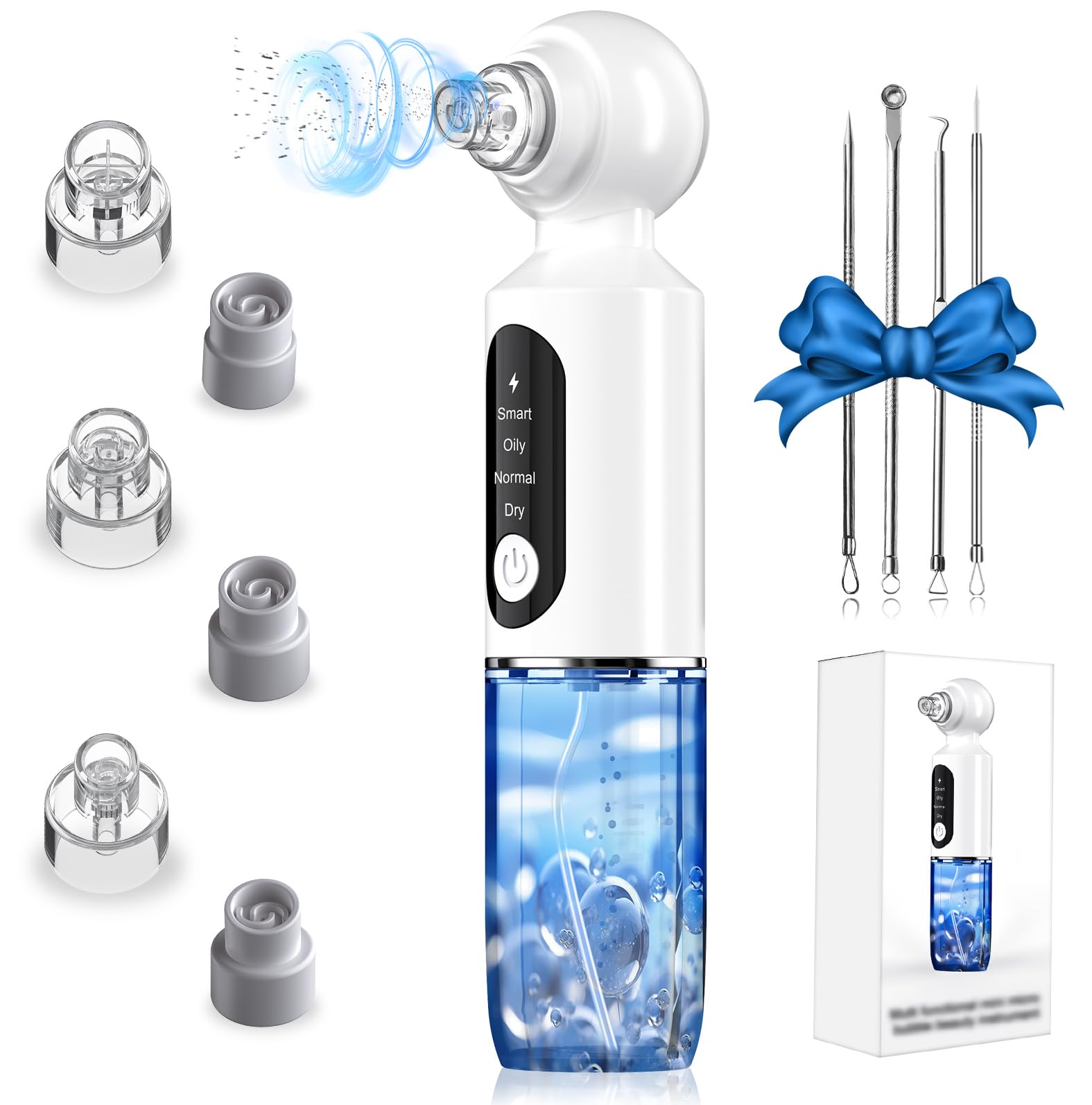 Blackhead Remover Pore Cleaner Face 3 Modes 6 Suction Tips & Visible Water Tank Patented Design - Hot Compresses for Facial Cleansing Acne Treatment Blackhead Suction Skin Care