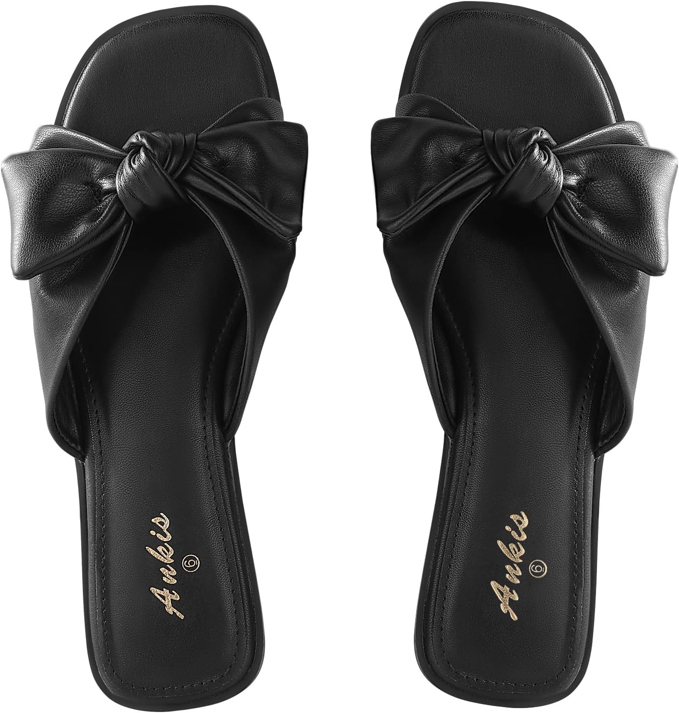 White Sandals Womens Bow Flat Sandals Dressy - Cute Summer Beach Sandals for Women 2026, Square Open Toe Comfortable Slip On Slide Sandals Bride Wedding Bridal Dress Shoes Slippers Balck Pink Gold Nude