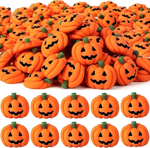 60 dijes de resina de Halloween con diseño de calabaza, mini dijes de espalda plana, calabaza, calabaza sonriente en miniatura para fiesta de disponible en Yaxa Peru