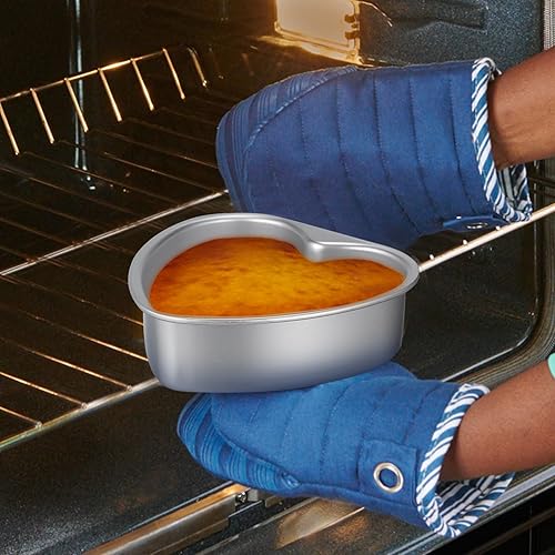 Miniatura 7 de Luxshiny Molde para pastel de corazón de 8 pulgadas, molde en forma de aluminio con parte inferior extraíble para magdalenas, hornear chocolate