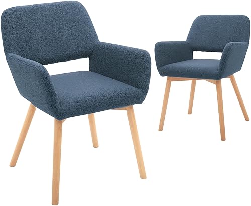 CangLong Cojín tapizado para ocio, moderno, sala de estar, comedor, sillas con brazos decorativos para invitados de club con patas de madera maciza,