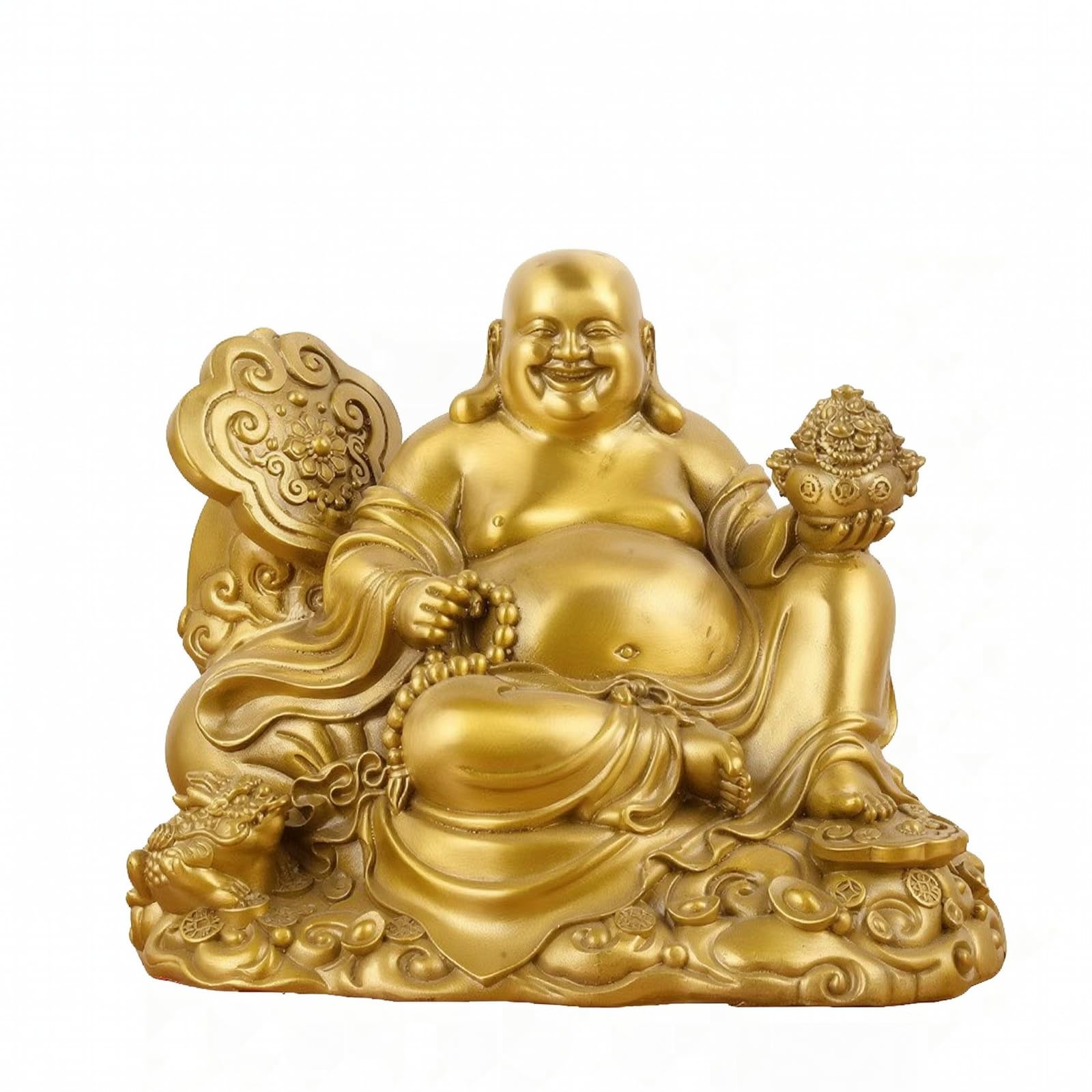 Statue Bddha Maitreya Rieur en Cuivre Style Chinois Traditionnel Statue Bddha Rieur Sculpté Ornement Bddhique pr D'entrée, 28cm