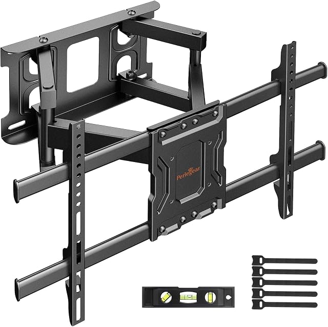 Perlegear TV Wall Bracket Swivels Tilts Extends, Full Motion TV Wall Mount for Most 37-75 Inch Flat&Curved TVs up to 60kg, MAX VESA 600x400mm  PGLF7