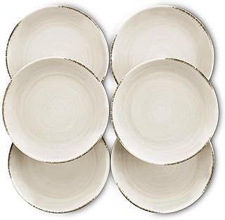 Mora Ceramic Helix Swirl Salad Plates Set of 6, 8in Spiral Porcelain Dish for Kitchen, Small Dinner, Lunch, Appetizer, Dessert, etc - Dishwasher, Microwave, Freezer, Oven Safe Dishware - Snowy White