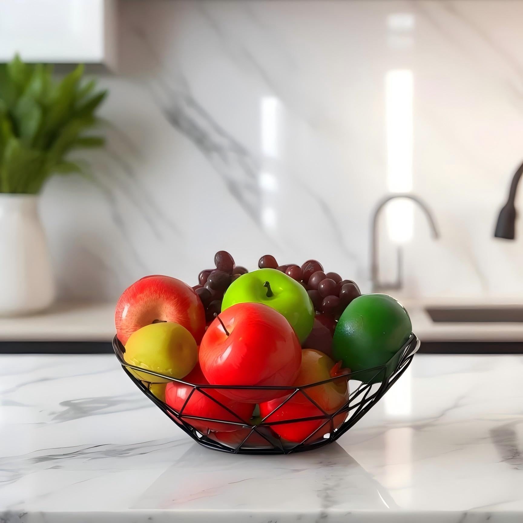Cestino Pane da Tavola Moderno Design in Acciaio con Tessuto, Ø 26,5 cm Centrotavola Portafrutta Fruttiere del Ristorante e Cucine, 1 Pz