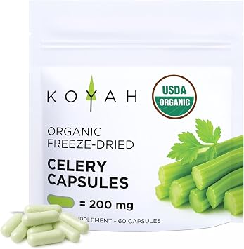 Organic Celery Capsules, Freeze-Dried 60 Capsules | 200 mg per Capsule, Whole-Stalk