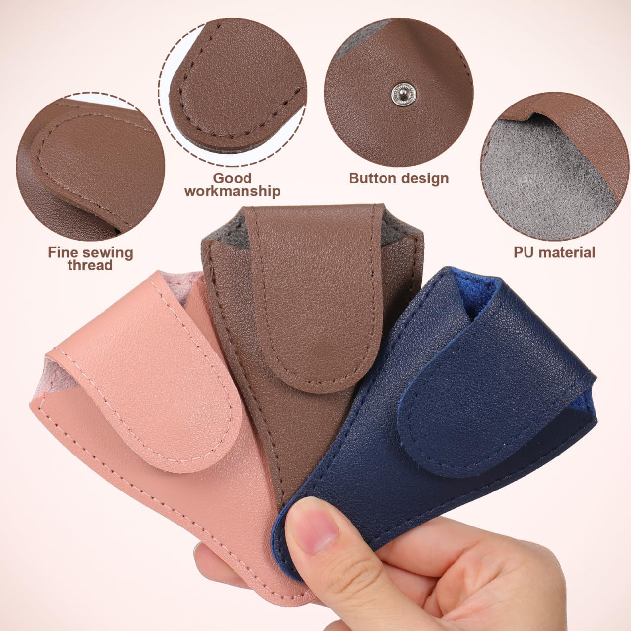 Housoutil Nail Scissor Pouch 3 Pack with Buckle Closure Protective Covers for Cuticle Scissors Grooming Shears Portable Pedicure Tool Storage Bag 4.33X2.75X0.98In