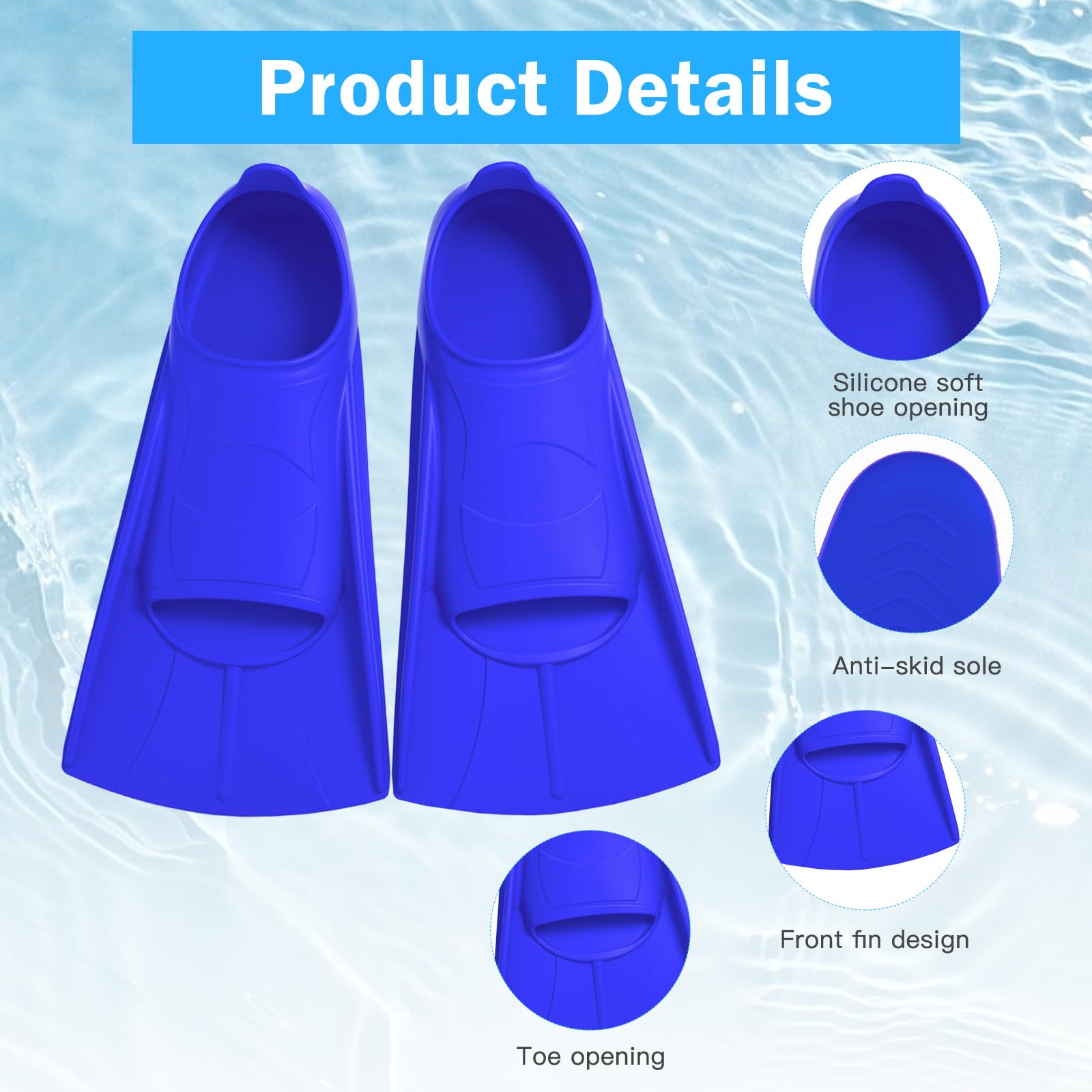 Aletas de Natación Cómodas de Silicona para Niños, Cortas Aletas Natacion para Snorkel y Entrenamiento de Natación, Unisex Aletas Cortas Natacion para Niños