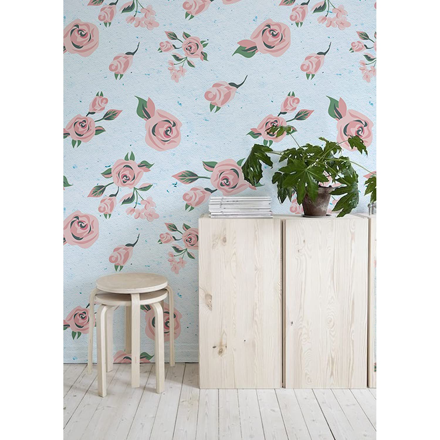 Papier peint fleurs pastel 104x70cm intissé Coloray pour meuble et mur