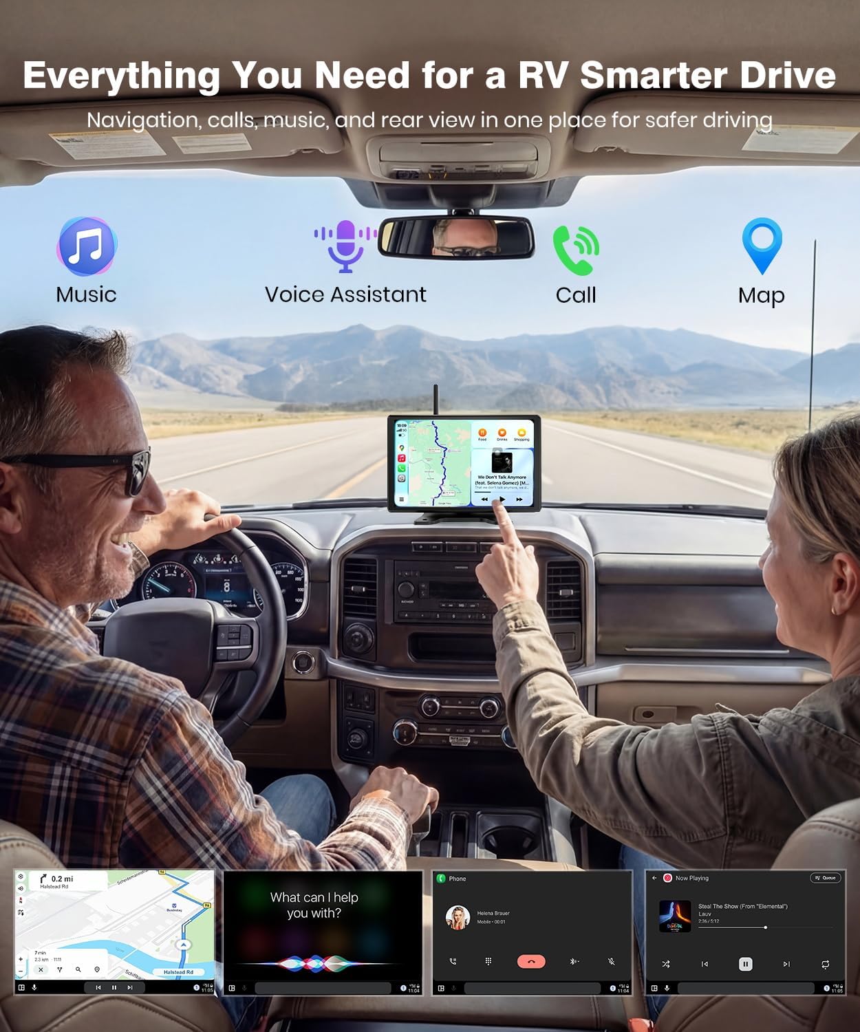 AUTO-VOX 8.2'' RV Backup Camera Wireless: Compatible with Pre-Wired RV, 1080P HD Monitor with CarPlay, Voice Control, IR Night Vision, DVR Recording Back Up Camera for Camper, Trailer, Motorhome