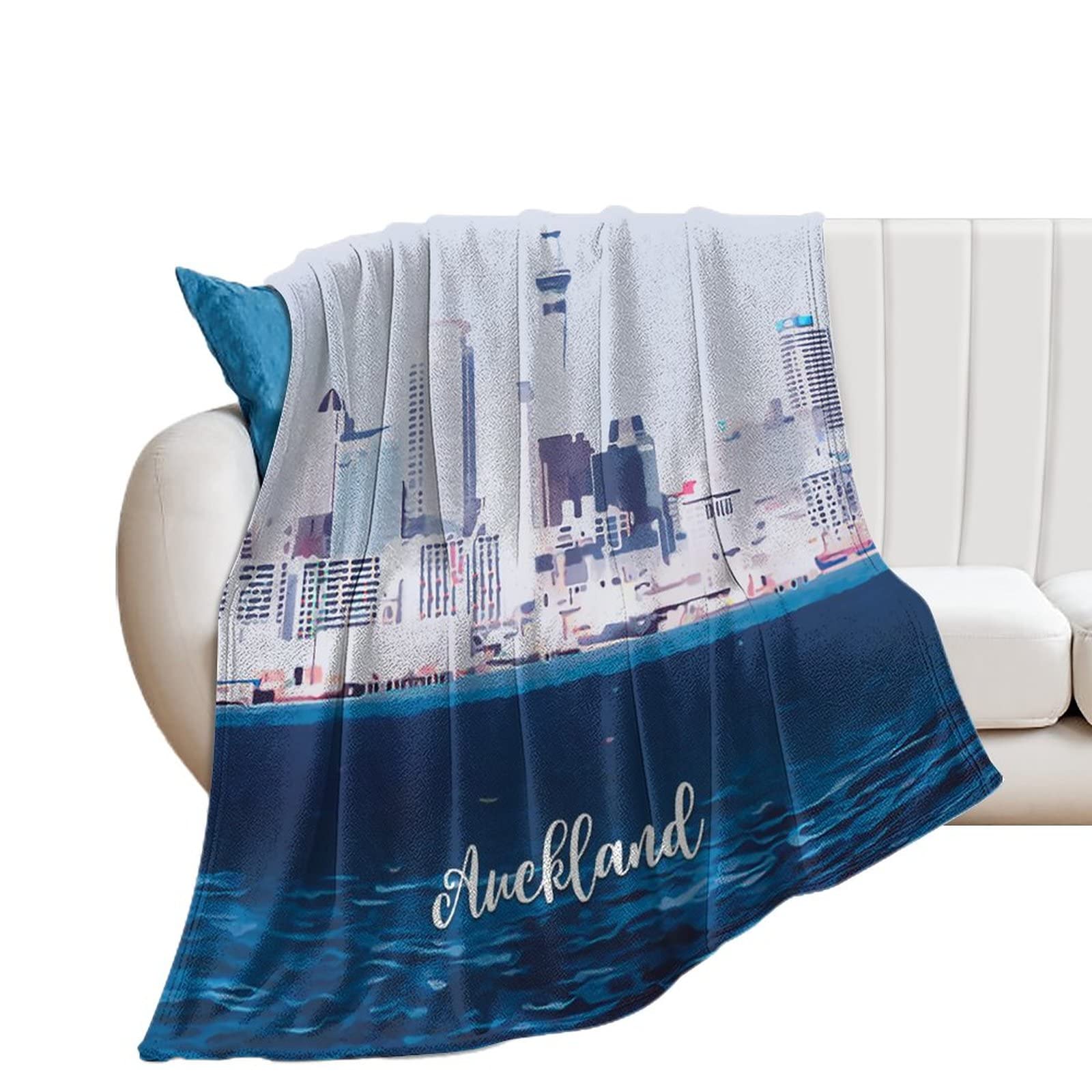 Plaid flanelle paysage urbain Auckland pour réchauffer vos soirées sur le canapé