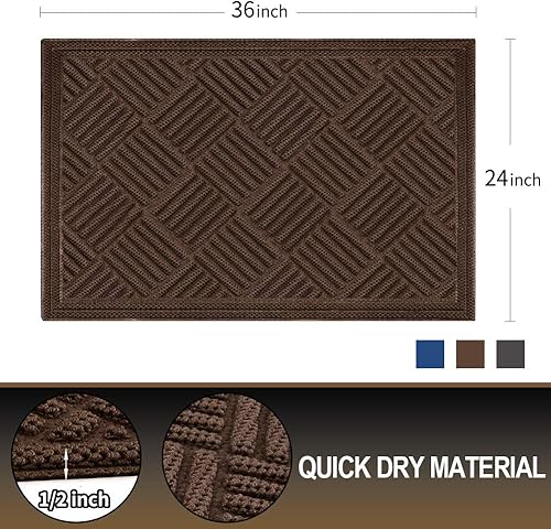 Miniatura 178 de Mibao Tapete para puerta delantera, resistente y duradero, tapete de bienvenida para interiores y exteriores, atrapador de suciedad, impermeable