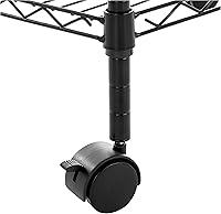 Vista 5 de Yaxa Basics - Estantería de almacenamiento ajustable de 3 estantes, resistente con ruedas de plástico PP de 2 pulgadas, organizador de metal, Negro