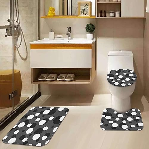 Miniatura 7 de Arttown Juego de baño negro con cortina de ducha y alfombras y accesorios, juego de cortinas de ducha negras y grises y blancas, cortinas de ducha