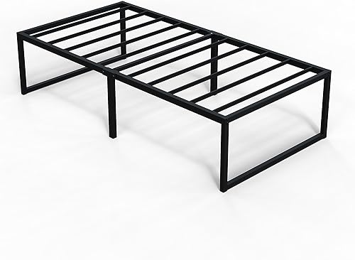 Miniatura 14 de Base de cama Cal King de 10 pulgadas, base de colchón de plataforma de metal resistente con soporte de listones de acero, no necesita somier, fácil