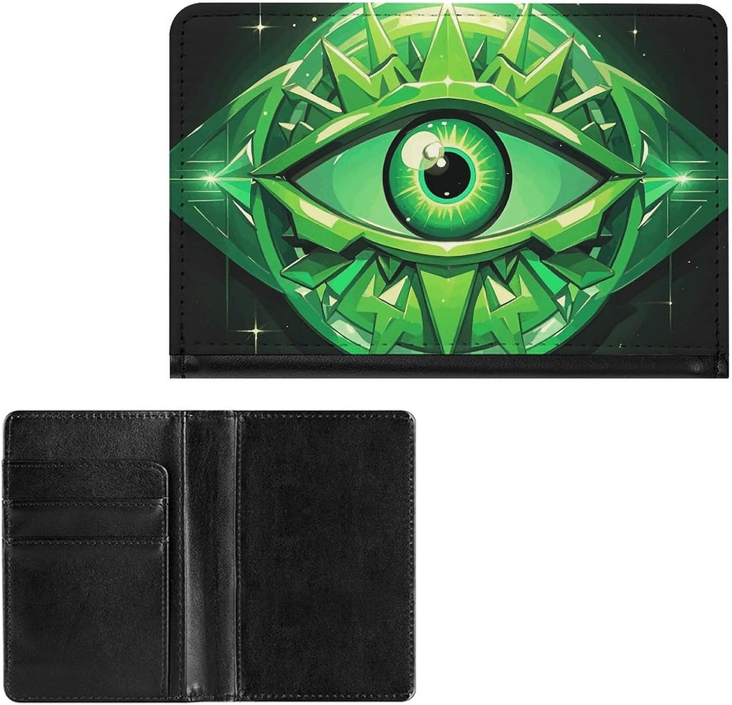 Cute Passport Holder for Travel,Personalized Multi-Functional Passport Cover with Card Slots,Slim Green Evil Eye Printed Passport Wallet for Women Men