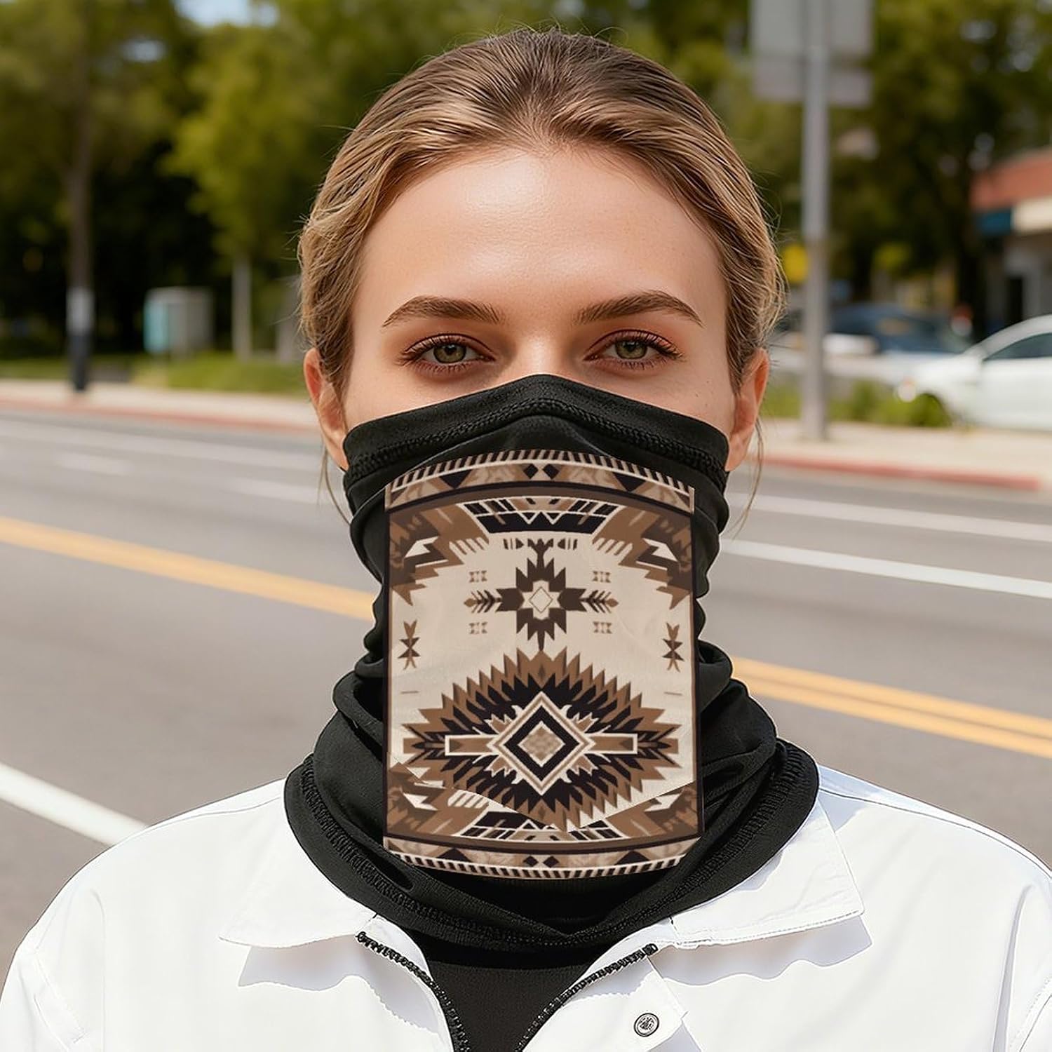 Native American Neck Gaiter Face Mask UV Protection for Men Women, Breathable Quick Dry Face Cover Bandana Outdoor Sports Balaclava Wind-Proof for Hiking Skiing Motorcycle Cycling