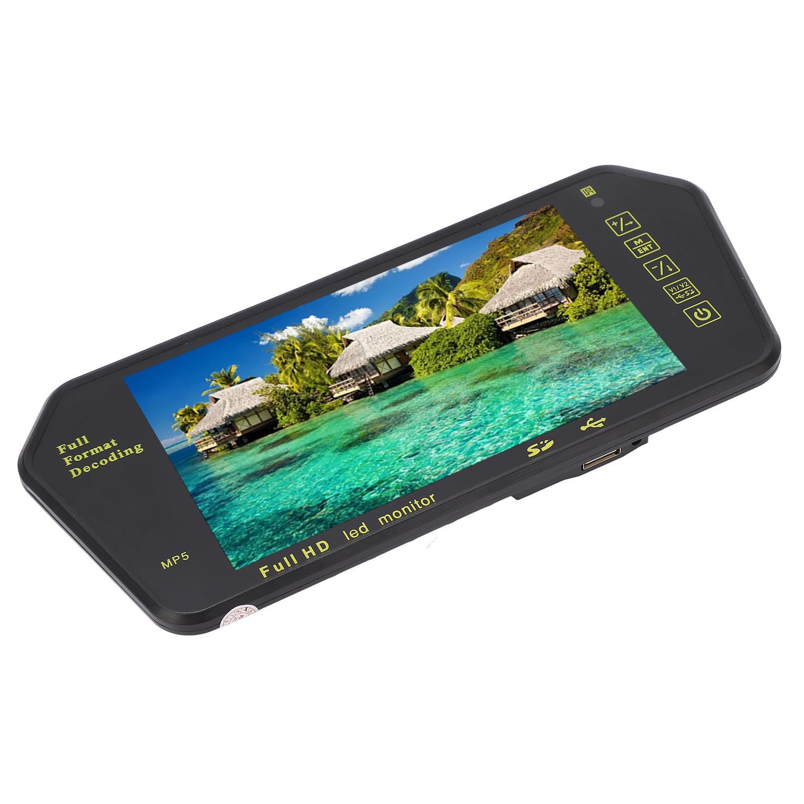 Monitor de Pantalla de Espejo Retrovisor, Pantalla de Espejo Retrovisor de 7 Pulgadas Cámara de Tablero Multimedia de Alta Resolución Cámara de Respaldo de Espejo Trasero con