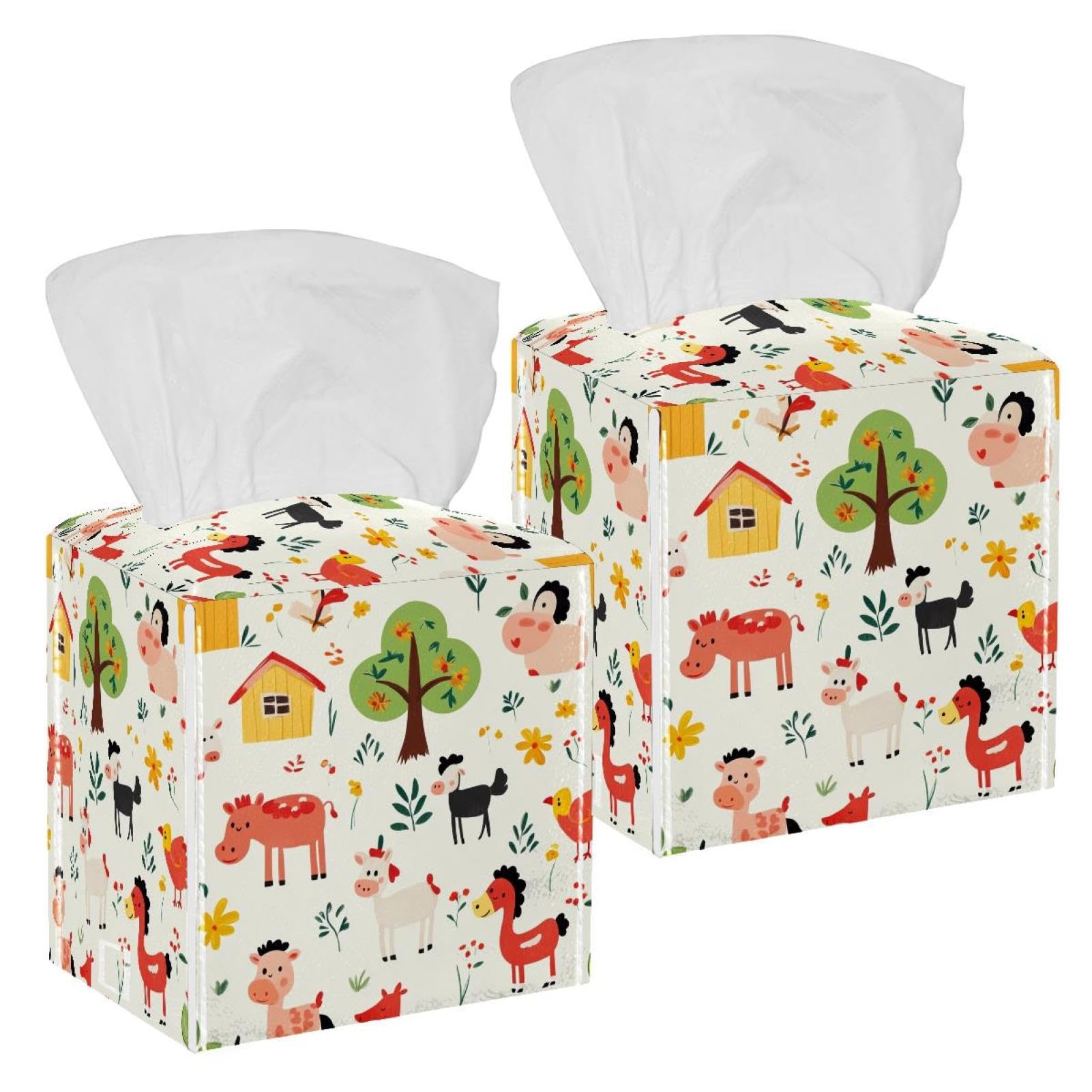 Boîte à mouchoirs en cuir animaux de la ferme distributeur mouchoirs voiture table