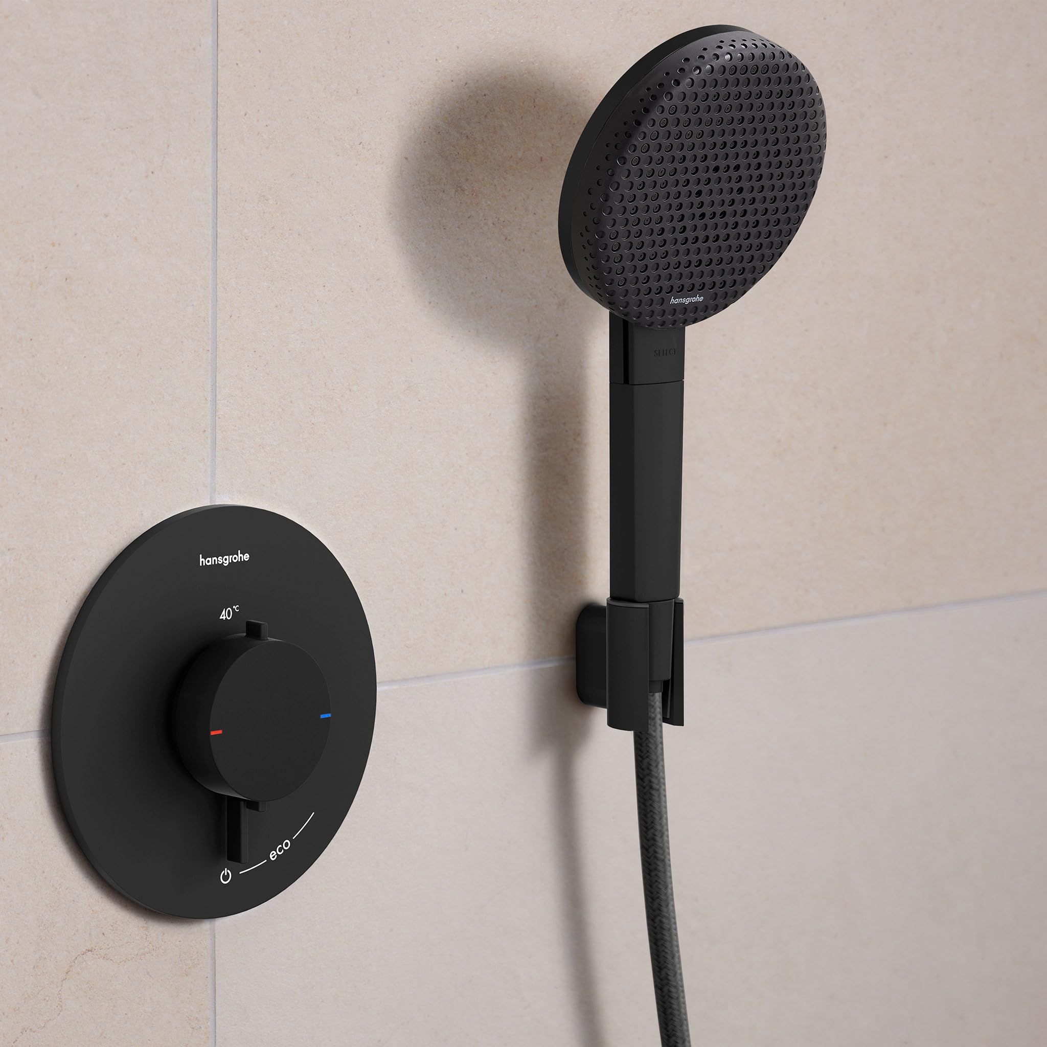 hansgrohe Porter Fine - Shower Head Holder, Shower Holder for Shower Hoses with conical nut matt Black, 28885670 - Image 4