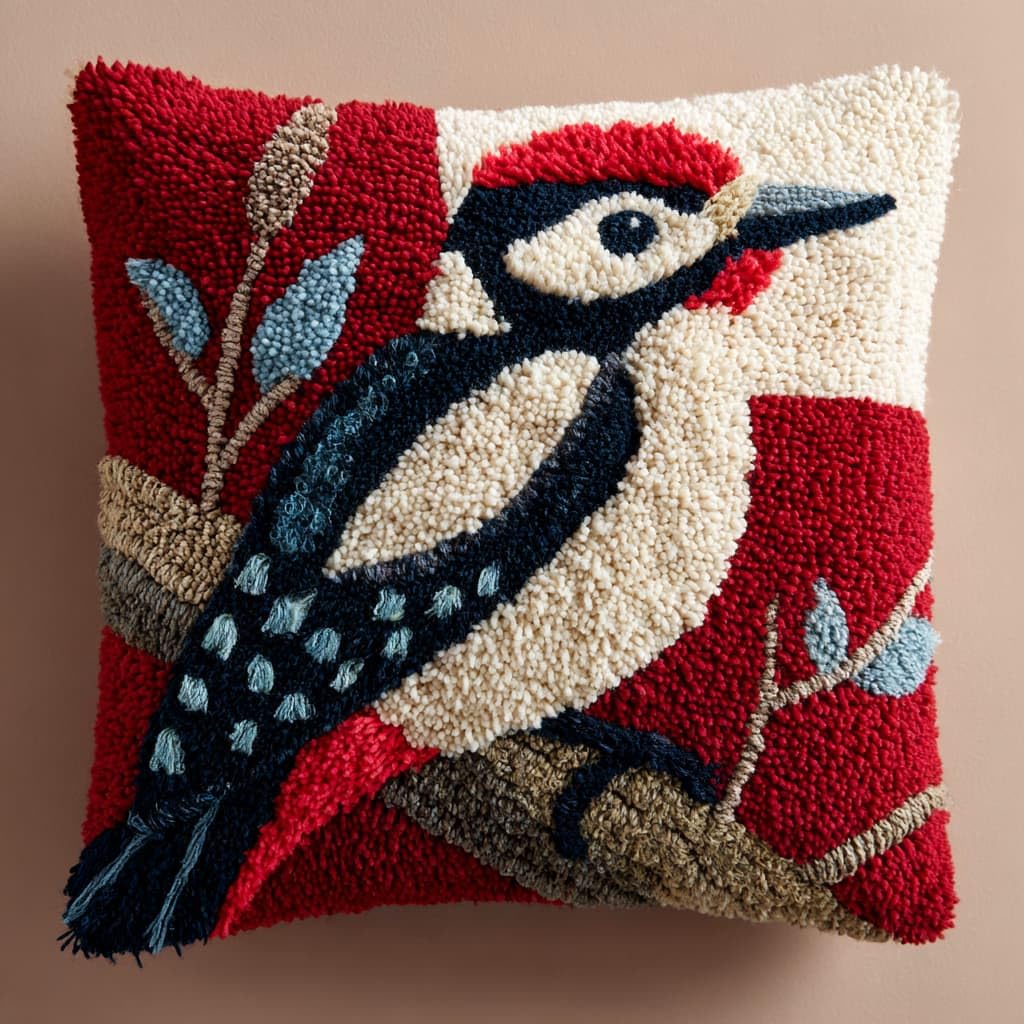WallustrioaW Latch Hook Kits Pillow,Animals Birds