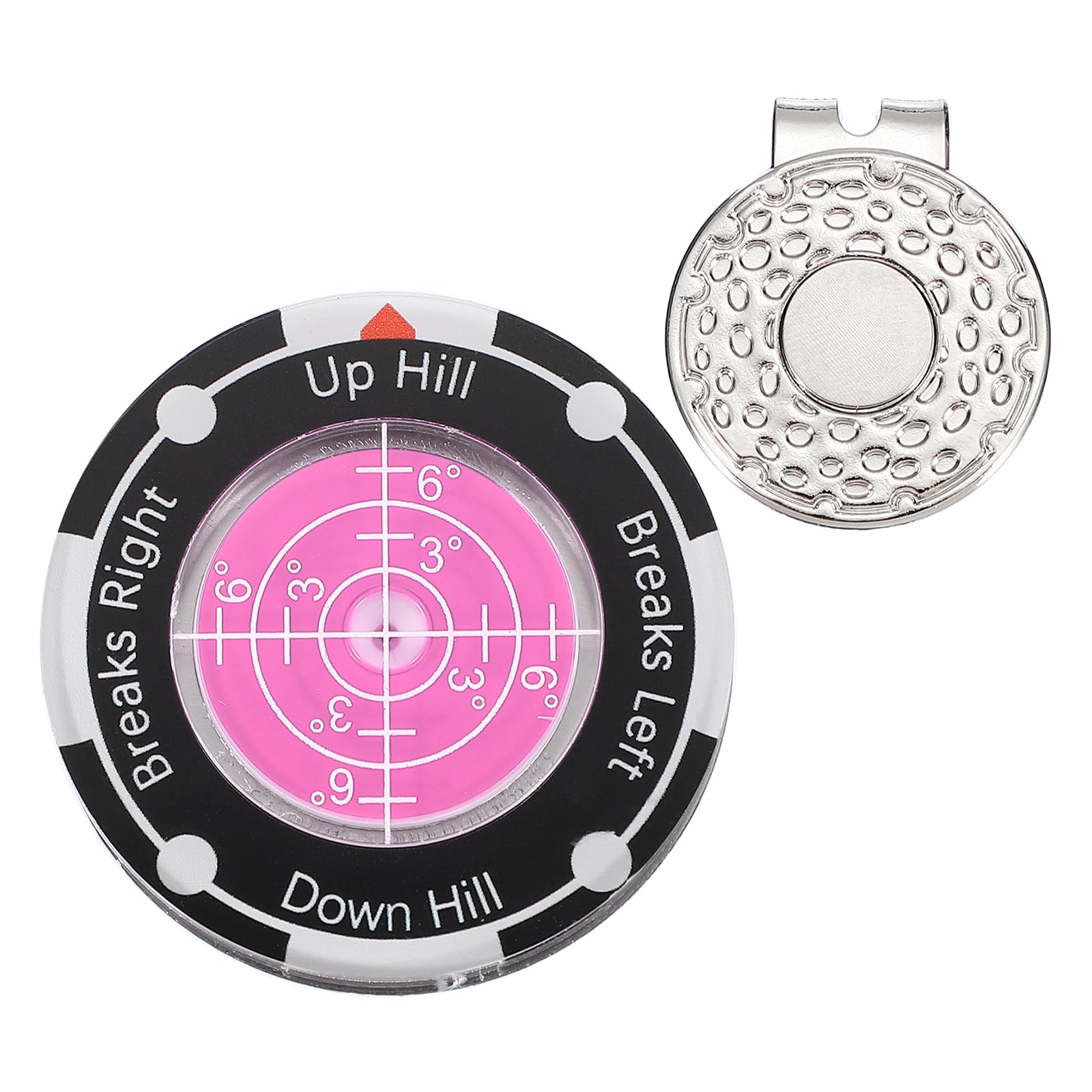 YELARXI Golf Green Reader, Golf Ball Marker with High Precision Green Reading Aid Bubble and Magnetic Cap Clip - Fitting for (Training/Accessories/Gift/Men & Women), Pink Red