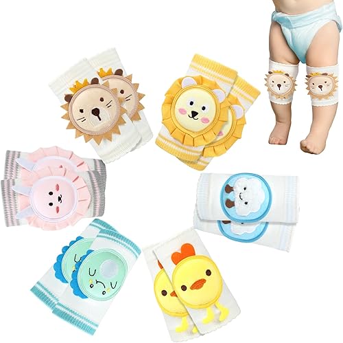 Xtinmee 6 pares de rodilleras de bebé para gatear grandes protectores de rodilla de bebé con almohadillas esponjosas, calentadores de piernas