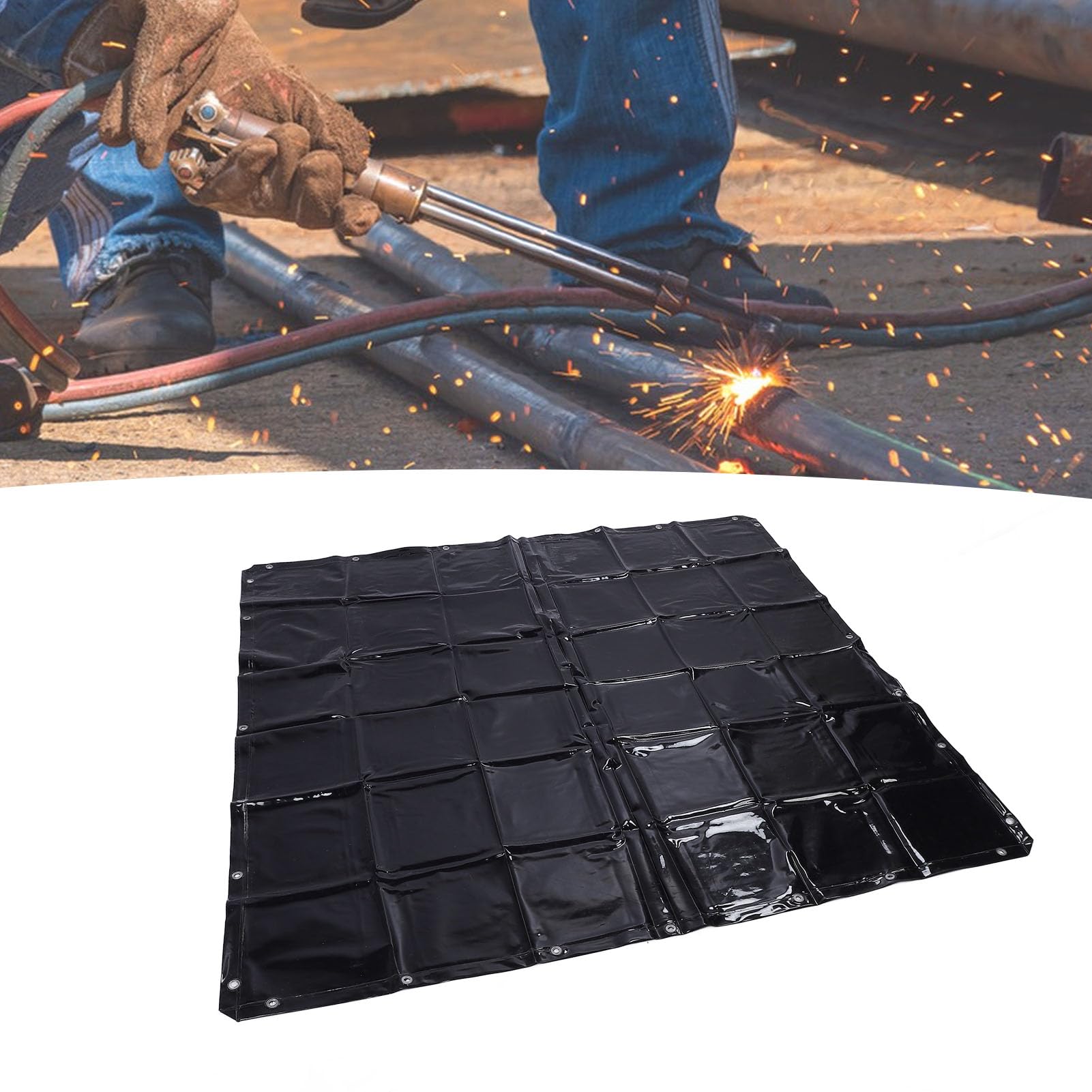 Generic Rideau de Soudage de sécurité pour Atelier, Vert foncé, écran de Protection Ignifuge et Résistant aux UV, avec Attaches de Câble, 5,7x5,7 Pieds