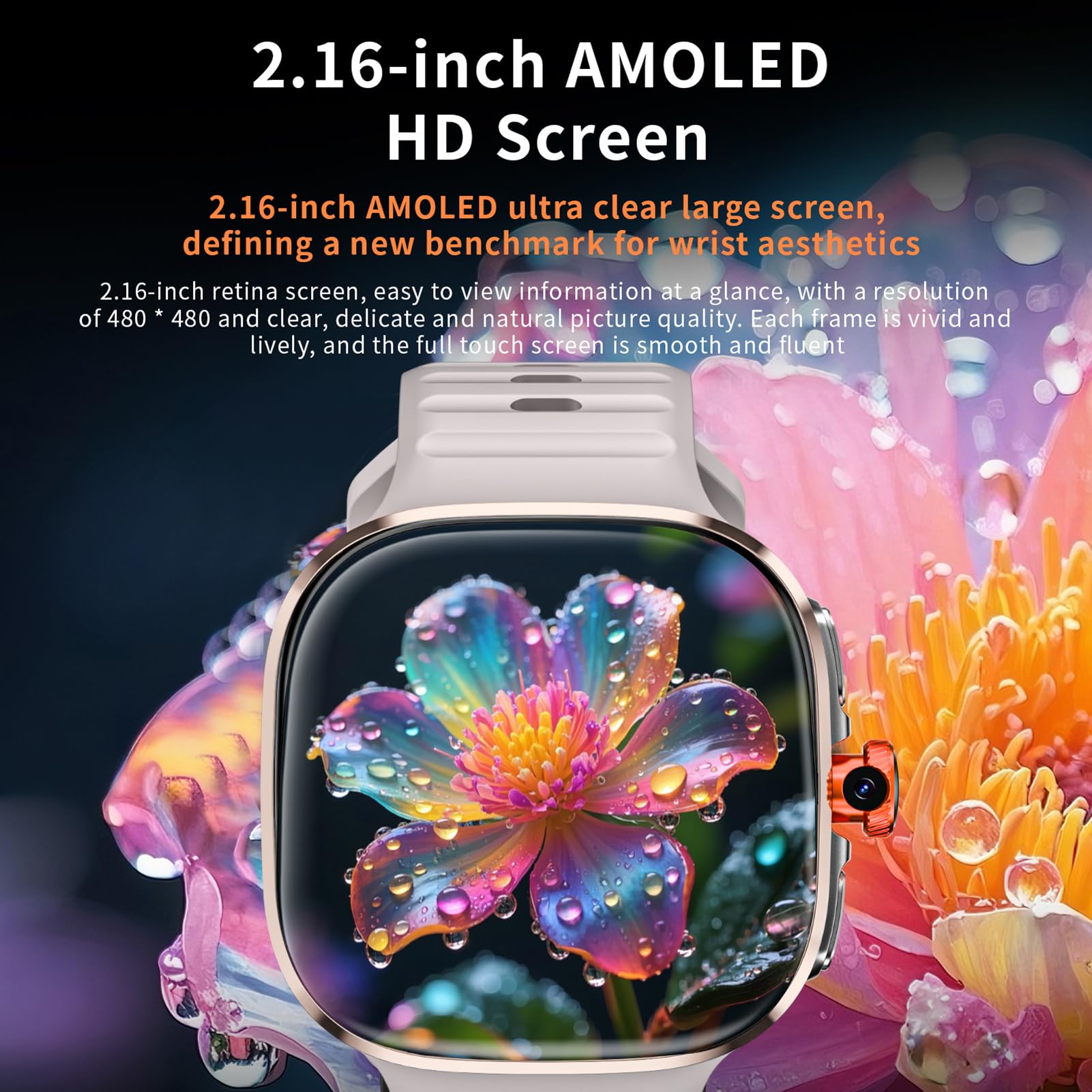 Reloj Inteligente 4G con Pantalla táctil de 2,16 Pulgadas WiFi GPS BT Smartwatch AI Traducción en Tiempo Real Admite Tarjeta Nano SIM Llamada telefónica Independiente Salud (Oro)