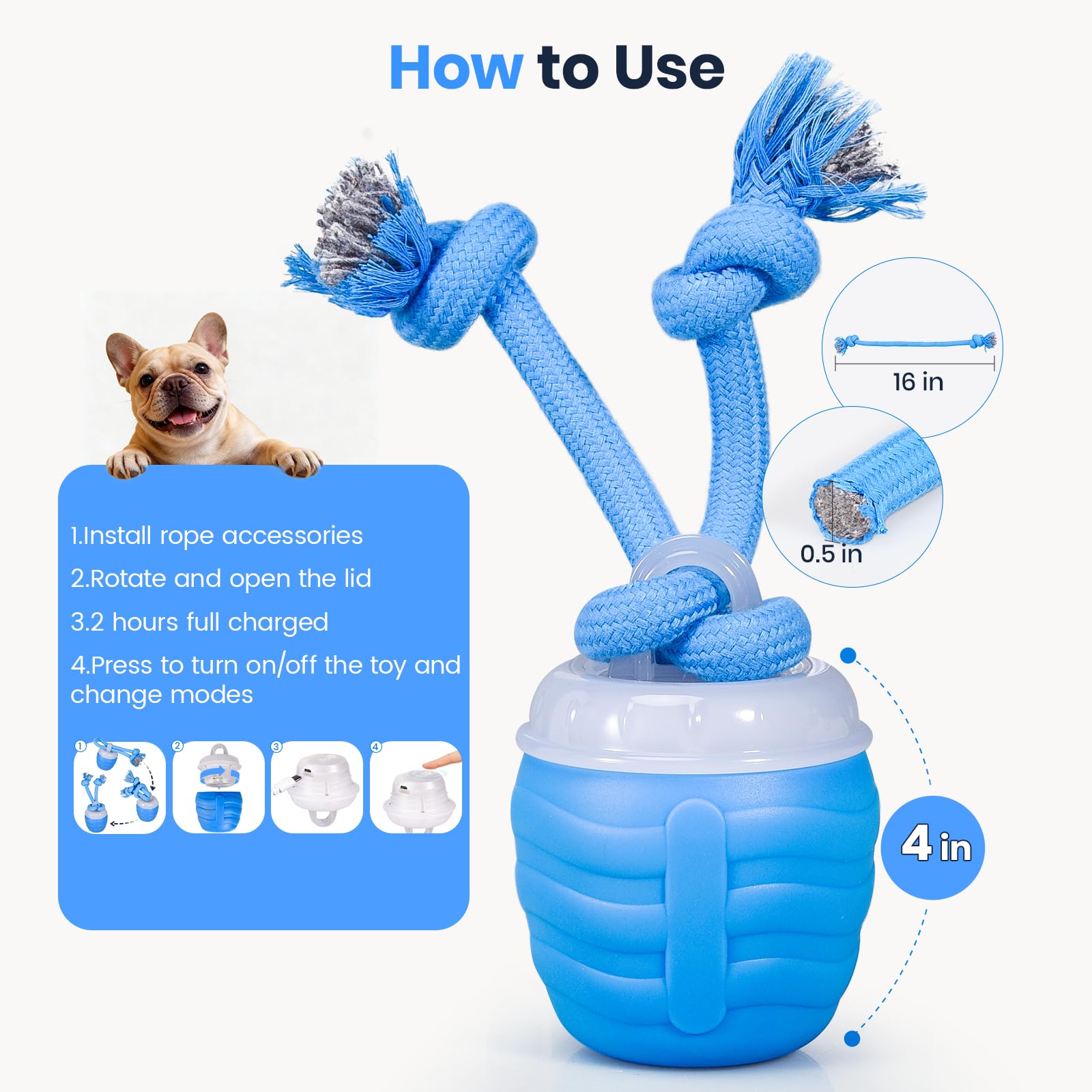 Jouets interactifs pour chiens de taille moyenne, balle automatique à mouvement intelligent amélioré 2026, jouet interactif pour chien pour les garder occupés, jouet pour chien Chase Buddy