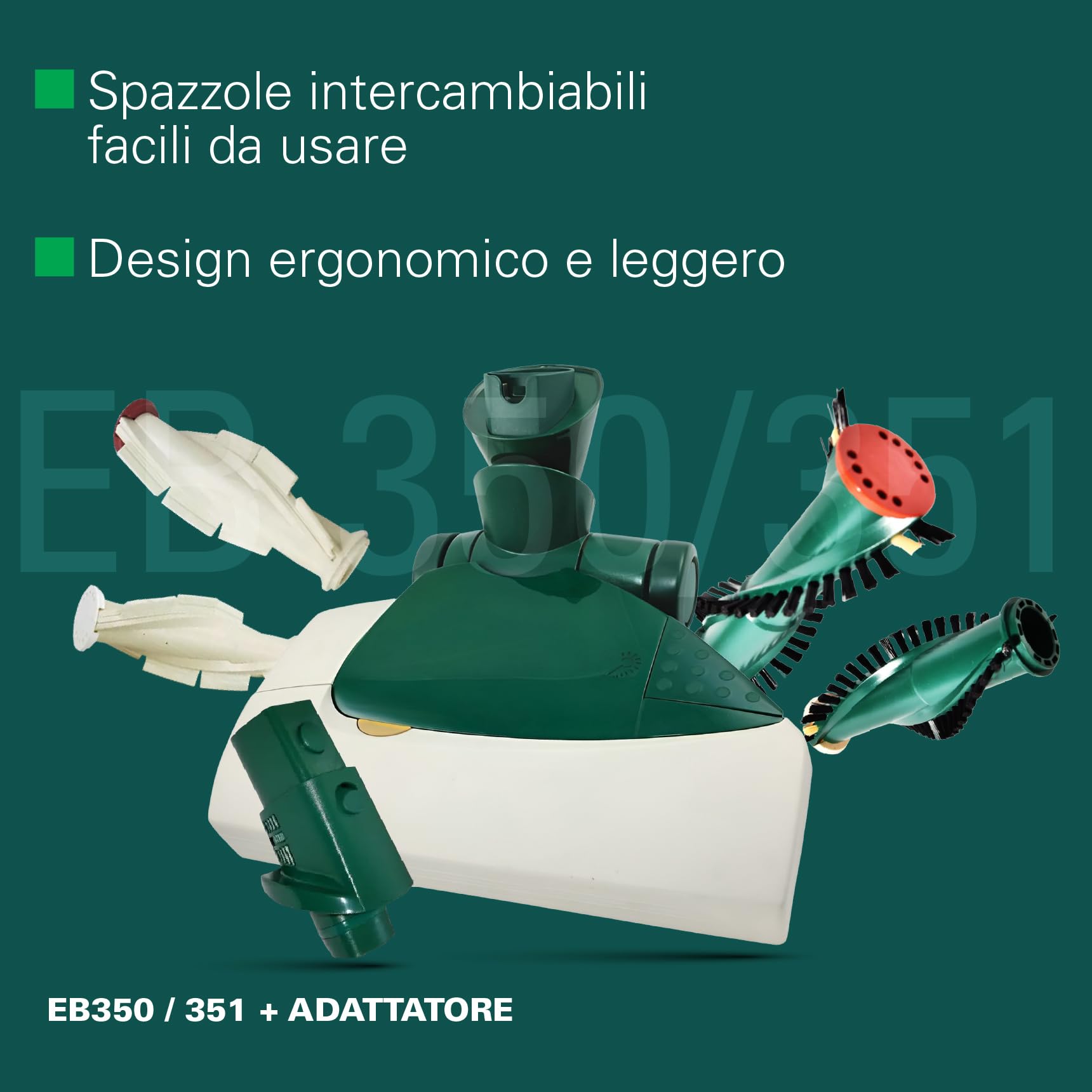 Battitappeto Folletto EB 350/351 -RIGENERATO E SANIFICATO- Compreso Di Spazzole Per Materasso | Accessorio ORIGINALE, 100% Compatibile Con VK 130,131,135,136,140,150,200,220s
