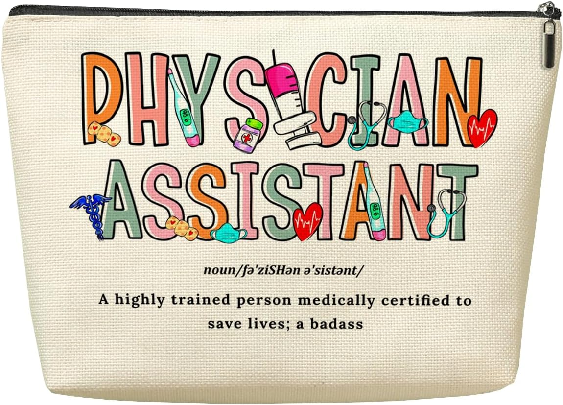 Physician Assistant Noun Physician Assistant Gifts Makeup Bag Cosmetic Bag, Appreciation Thank You Gifts for Women Medical Future PA Physician Assistant Christmas Birthday Toiletry Bag Accessories
