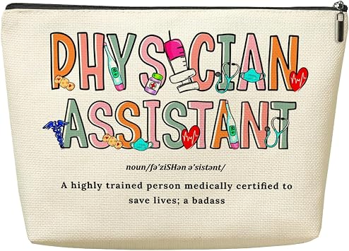 Physician Assistant Noun Physician Assistant Gifts Makeup Bag Cosmetic Bag, Appreciation Thank You Gifts for Women Medical Future PA Physician Assistant Christmas Birthday Toiletry Bag Accessories