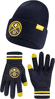 Ultra Game Men's NBA Official Super Soft Winter Beanie Knit Hat with Extra Warm Touch Screen Gloves