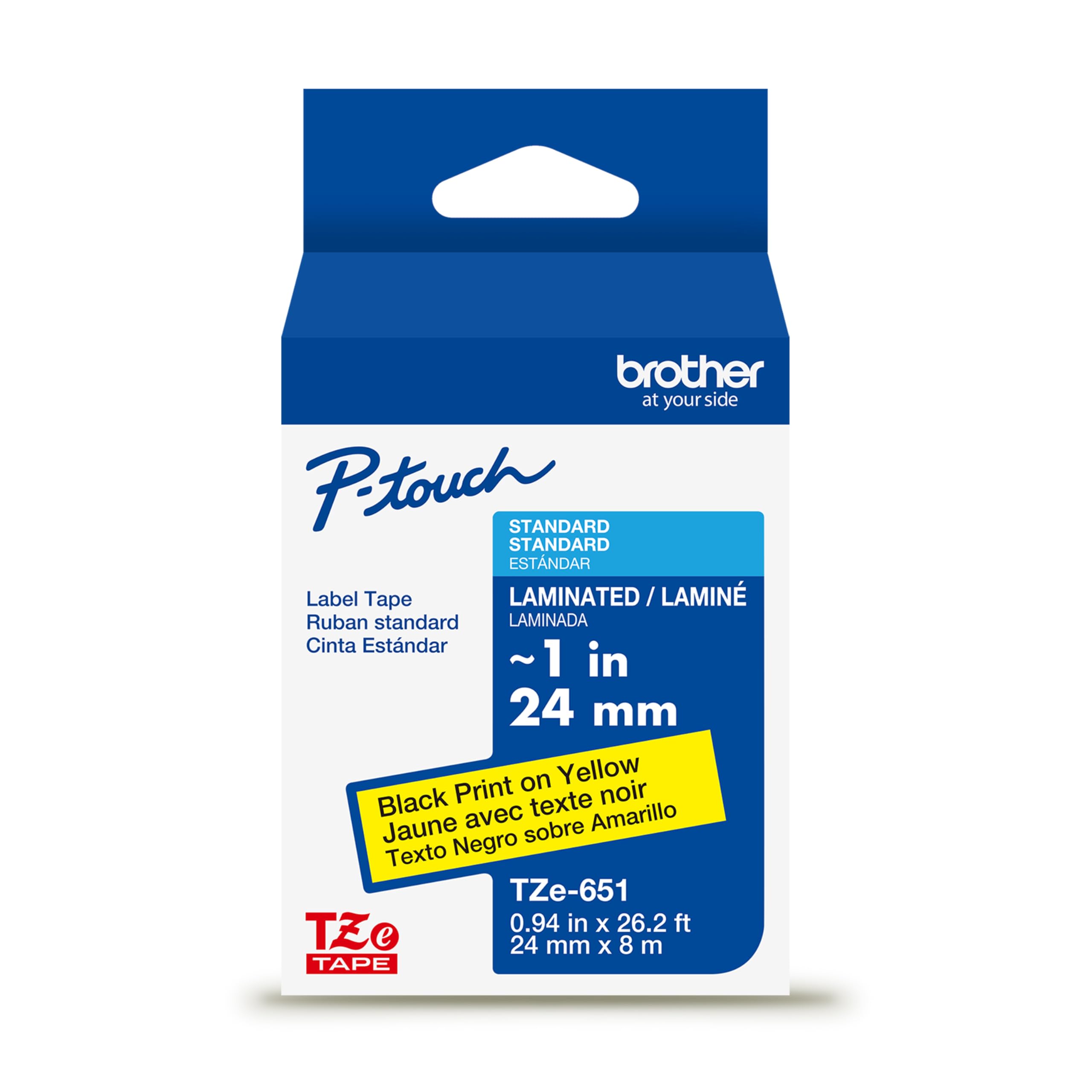 Amazon.com: Brother Genuine P-Touch TZe Black Print on Yellow