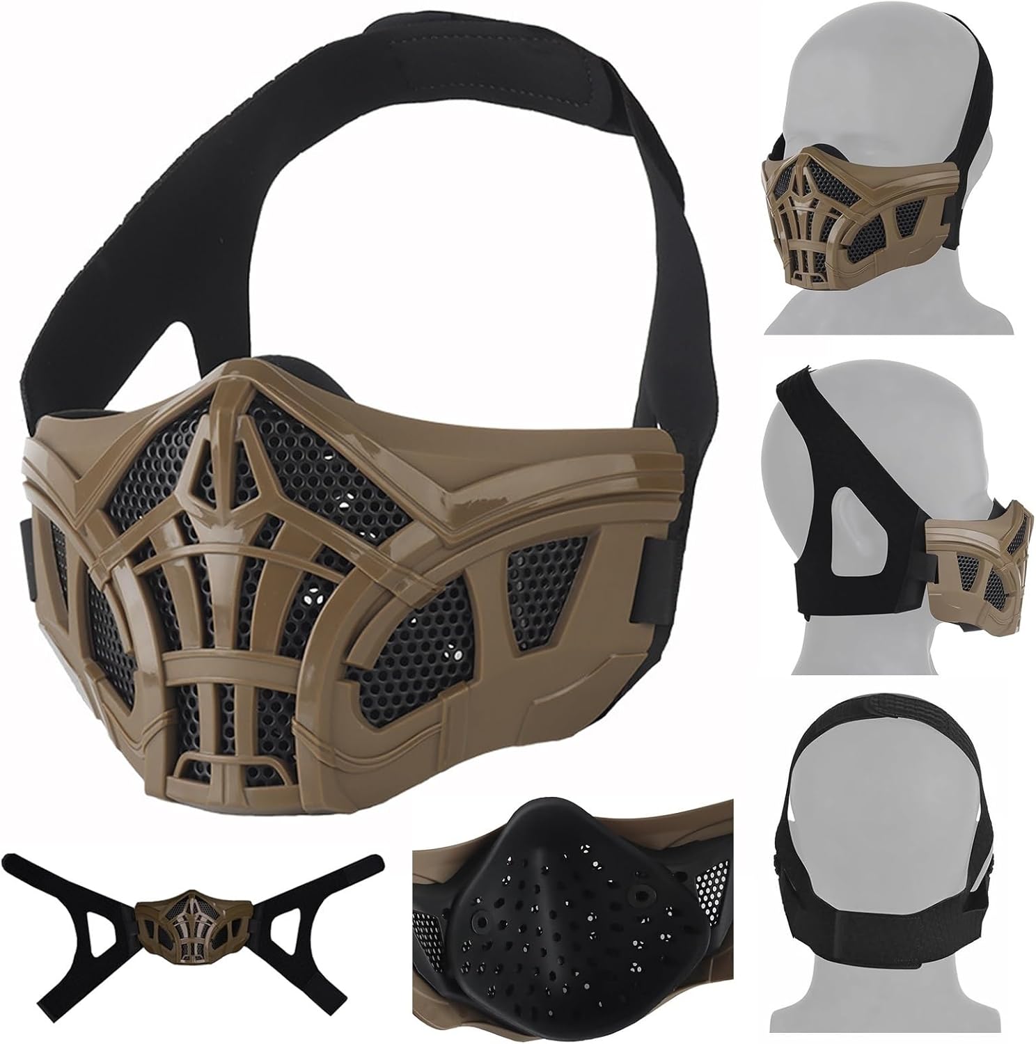 Tactical Scorpion Half Face Mask, Protective Airsoft Mask for CS Game, Cosplay, Hunting & Halloween, Outdoor Tactical Gear