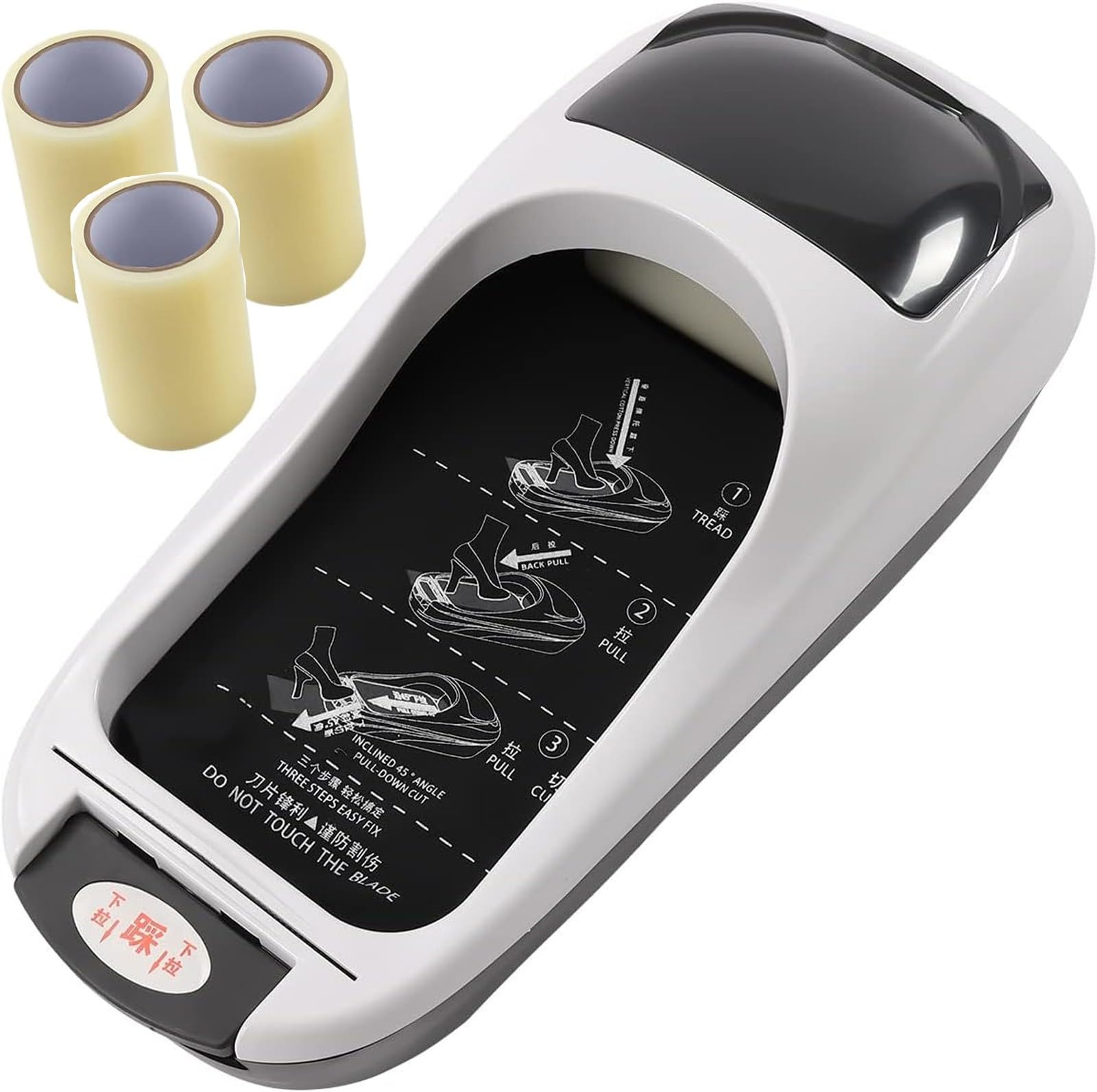 MáQuina Envolver Zapatos, MáQuina Cubrir Zapatos con 3 Rollos PelíCula Zapatos, MáQuina AutomáTica PelíCula Zapatos, MáQuina Dispensadora PortáTil Cubrezapatos Desechables(B)