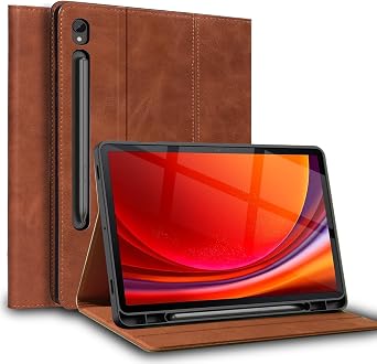NANRUIL Capa Protetora de Couro Genuíno para Samsung Galaxy Tab S9/S9 FE 11