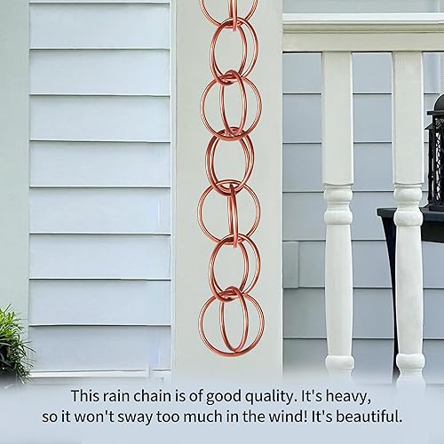 Miniatura 5 de Topadorn Cadena de lluvia decorativa de 8 pies, canal de cadena de canal de lluvia de 96 pulgadas, doble bucle de metal, cadenas de lluvia para