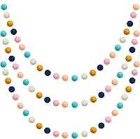 Vista 10 de WILLBOND 3 Piezas Guirnalda de Bolas de Fieltro de Lana Arcoíris Coloridos Pompones de 6.5 pies de Largo, 24 Bolas para Pascua, Mardi Gras, Aula