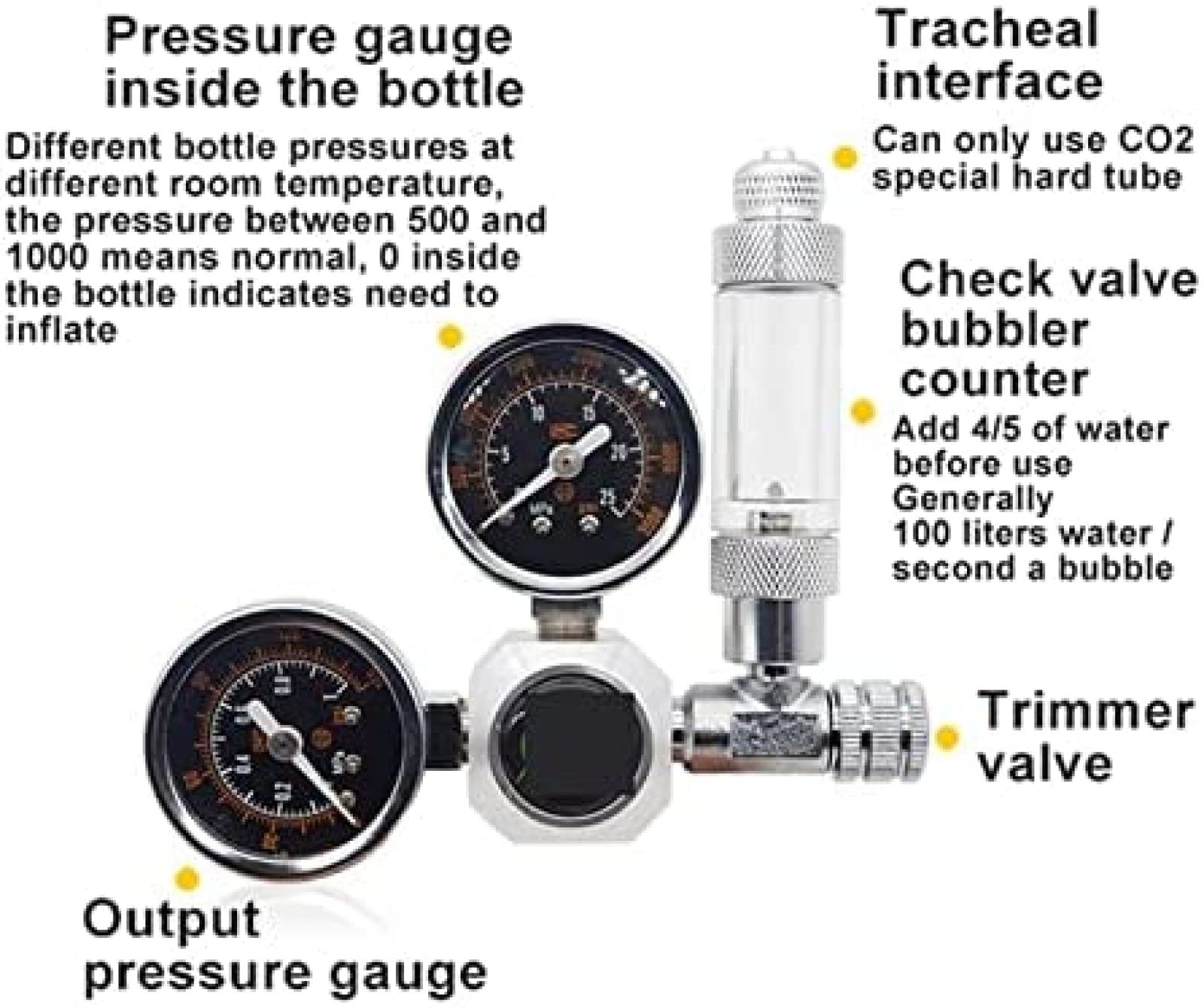 Regulador de CO2 Acuario Regulador de CO2 Solenoide Válvula de retención magnética Tanques Plantas de Peces Accesorios Sistema de Control de CO2 DIY Reactores Generador Kit Acuario Co2, Medi