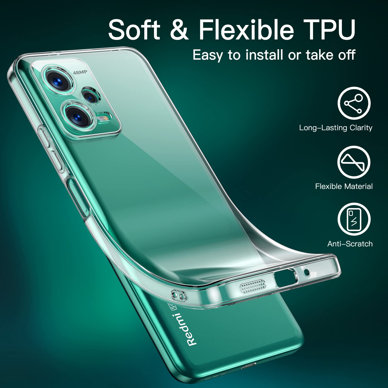 Custodia In Gel Trasparente Per Xiaomi Redmi 12 4G/5G - Pixfab - Silicone Antiurto Slim - Foto 2
