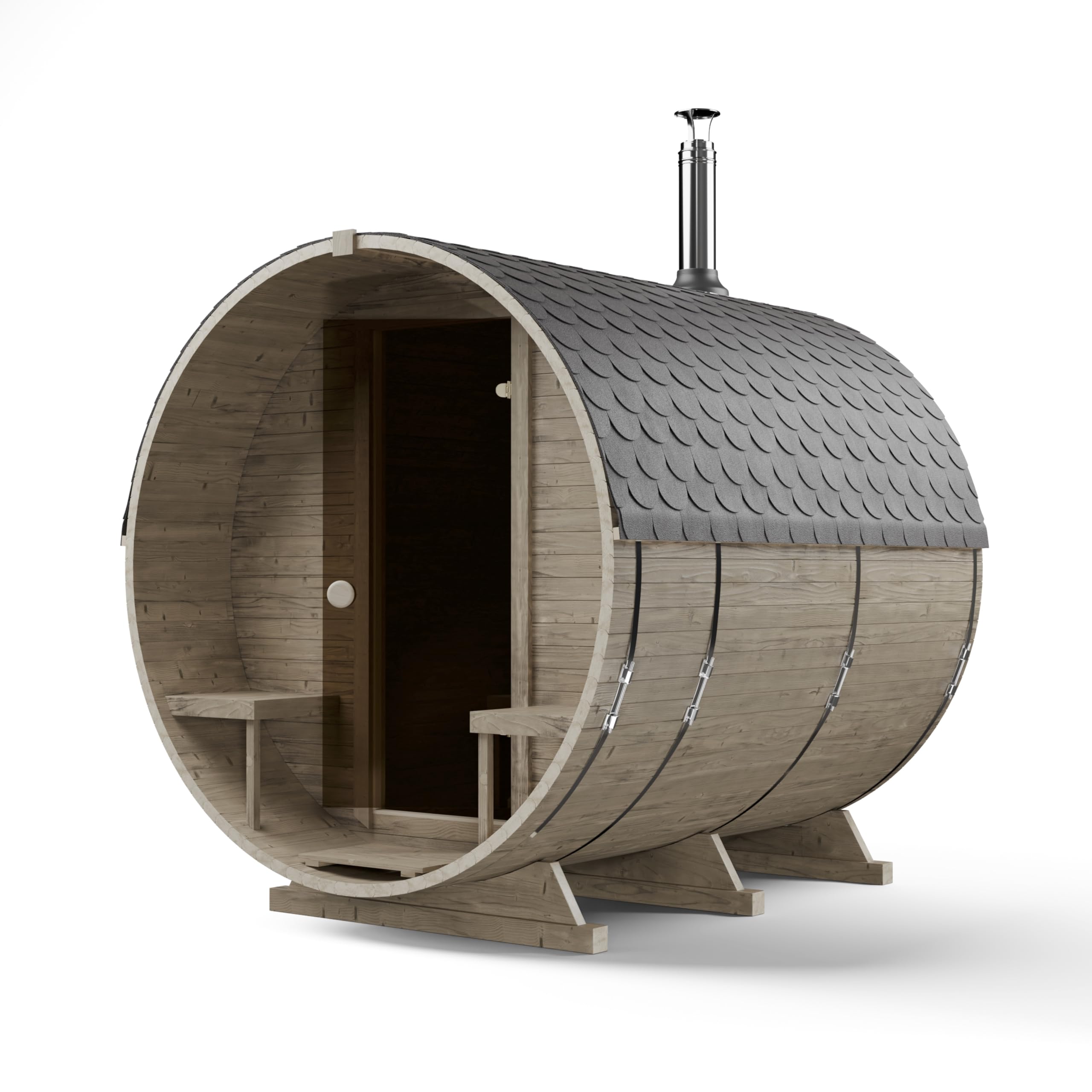 Fasssauna Gartensauna aus Fichtenholz mit Holzofen ETNA – 2–6 Personen