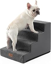 COZY KISS Dog Stairs for Small Dogs 50cm Wide, Pet Ladder for Bed Sofa with Washable Cover, High Density Foam Cat Ladder (Light and Dark Grey, 60x45x45cm, 4)